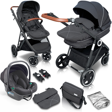 babyGO Kombikinderwagen Halime 3 in 1 Grey Black von Babygo