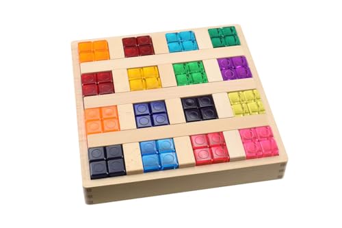 Lux Qube IQ Konstruktionsset, 6 Holzbaureihen und 64 Acrylbausteine, 28,2 x 2,5 x 5 cm, Buchenholz und Acryl, mit Holzbox von Babylon