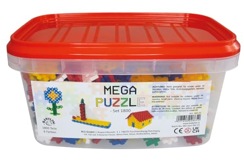 MEGA Puzzle Building Blocks Set, 1800 Pieces, 6 Colors with Storage Box, Ages 3+ von Babylon