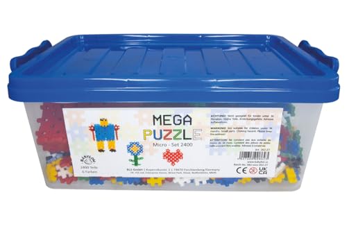 MEGA Puzzle Micro Building Set, 2400 Pieces in 6 Colors, Storage Box with Lid, Educational Construction Blocks von Babylon