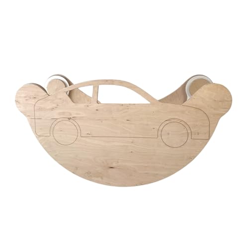 Kletterbogen ab 2 Jahr, Bogenwippe für Kinder und Erwachsene, Holzwippe Montessori und Holzseite zur Montage in Form eines Autos mit Lenkrad (S) von Babywood