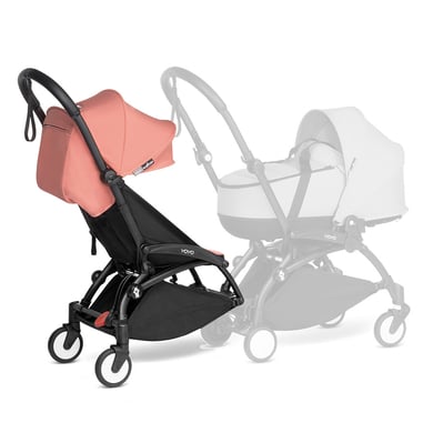 BABYZEN Kinderwagen YOYO 6+ connect Black mit Textilset Ginger von Babyzen