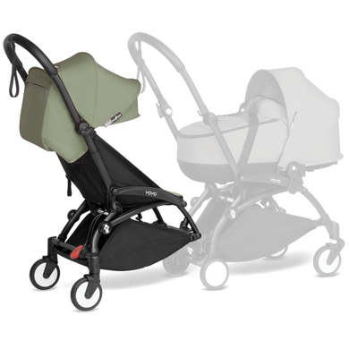 BABYZEN Kinderwagen YOYO 6+ connect Black mit Textilset Olive von Babyzen