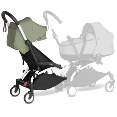 BABYZEN Kinderwagen YOYO 6+ connect White mit Textilset Olive von Babyzen