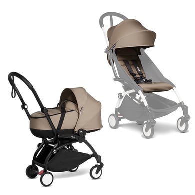 BABYZEN Kinderwagen YOYO2 0+ Black mit Liegewanne und Textilset Taupe von Babyzen