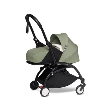 BABYZEN Kinderwagen YOYO2 0+ Black mit Neugeborenenaufsatz Olive von Babyzen