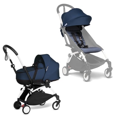 BABYZEN Kinderwagen YOYO2 0+ White mit Liegewanne inkl. Textilset Air France Blue von Babyzen