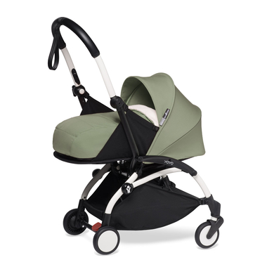 BABYZEN Kinderwagen YOYO2 0+ White mit Neugeborenenaufsatz Olive von Babyzen