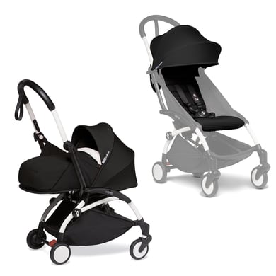 BABYZEN Kinderwagen YOYO2 0+ White mit Neugeborenenaufsatz und Textilset Black von Babyzen