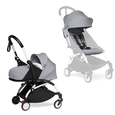 BABYZEN Kinderwagen YOYO2 0+ White mit Neugeborenenaufsatz und Textilset Stone von Babyzen