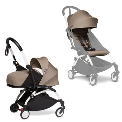 BABYZEN Kinderwagen YOYO2 0+ White mit Neugeborenenaufsatz und Textilset Taupe von Babyzen