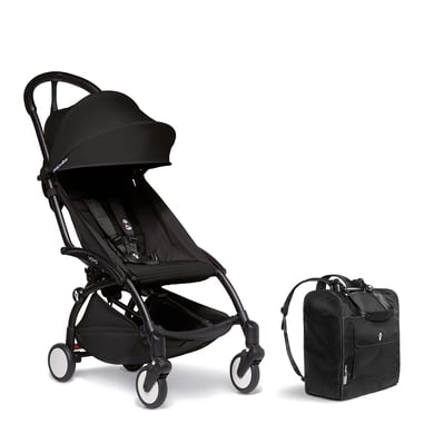 BABYZEN Kinderwagen YOYO2 6+ Black mit Textilset Black und Backpack YOYO Black von Babyzen