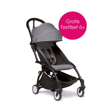 BABYZEN Kinderwagen YOYO2 6+ Black mit Textilset Stone von Babyzen