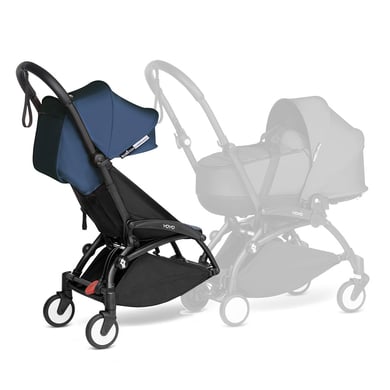 BABYZEN YOYO Connect Gestell Schwarz mit Textilaufsatz Navy Blue von Babyzen