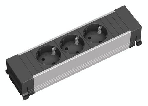 Bachmann 317.100 Steckdosenleiste ohne Schalter Aluminium, Schwarz Schutzkontakt von Bachmann