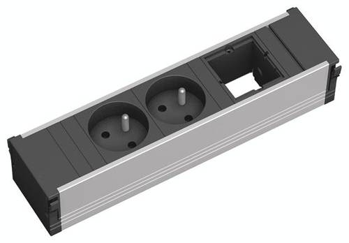 Bachmann 912.010 Steckdosenleiste ohne Schalter Aluminium, Schwarz FR-Stecker von Bachmann