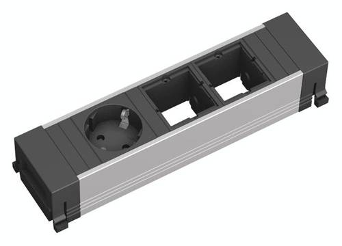 Bachmann 916.001 Steckdosenleiste ohne Schalter Aluminium, Schwarz Schutzkontakt von Bachmann