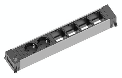 Bachmann 916.025 Steckdosenleiste ohne Schalter Aluminium, Schwarz Schutzkontakt von Bachmann