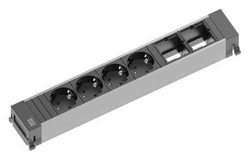 Bachmann 916.030 Steckdosenleiste ohne Schalter Aluminium, Schwarz Schutzkontakt von Bachmann