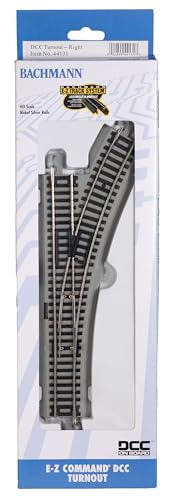 Bachmann Trains 44131 Command DCC Equipped Turnout – Right-Nickel Silver E-Z Track with Grey Roadbed-HO Scale von Bachmann