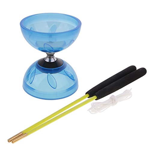 Backbayia Diabolo mit 3 Kugellagern, Bearing, Schnur für, Handstäben aus Gummi, Kinder und Erwachsene, Blau, 10,5 cm von Backbayia