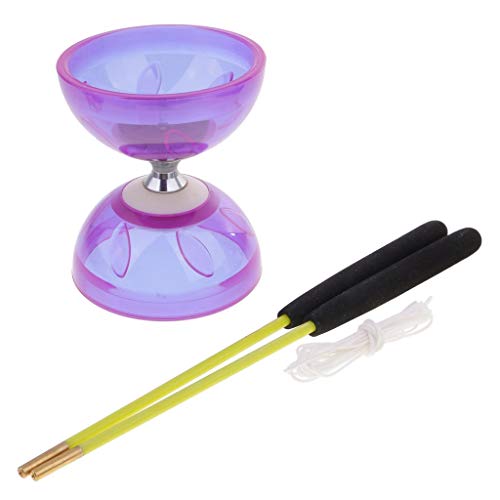 Backbayia Diabolo mit 3 Kugellagern, Bearing, Schnur für Diabolo, mit Handstäben aus Gummi, für Kinder und Erwachsene, 10,5 cm von Backbayia