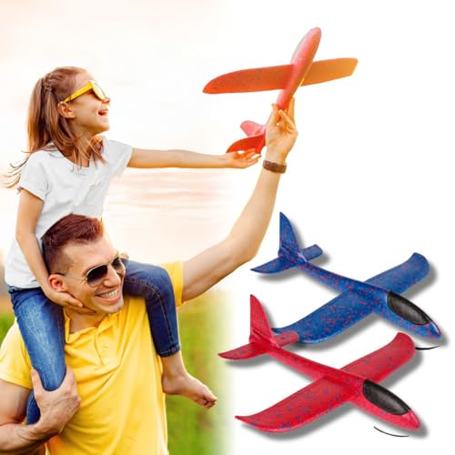 Bada Bing 2 Stück XL Flugzeug Spielzeug für Kinder - Styroporflieger Wurfgleiter mit 2 Flugpositionen - Schaumstoff Flug Gleiter als Geschenk für Kindergeburtstag - 47 cm großes Segelflugzeug von Bada Bing