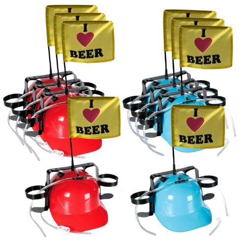 Bada Bing Kostüm Party Trinkhelm Bierhelm mit Getränkehalter für Dosen, Rot