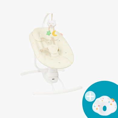 Badabulle Ferngesteuerte Babyschaukel Creme inkl. Babykopfkissen Wolke von Badabulle