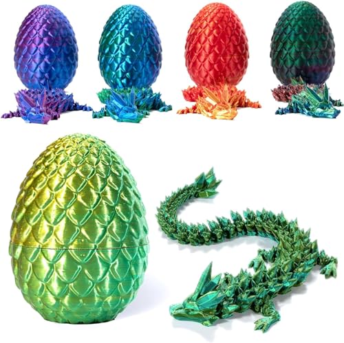 Badimoo 3D Printed Dragon,Dragon Eggs with Dragon Inside,Crystal Dragon,3D Printed Articulated Dragon, Office Desk Toys Easter Dragon Egg Easter Basket Stuffers (Yellow Green) von Badimoo