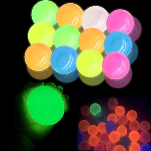 Lumiballs Glorbs Bälle, leuchten im Dunkeln, leuchtende Bälle, leuchten im Dunkeln, leuchten im Dunkeln, Hüpfbälle, leuchten im Dunkeln, klebrige Bälle, Kinder-Stressbälle (12 Stück) von Badimoo