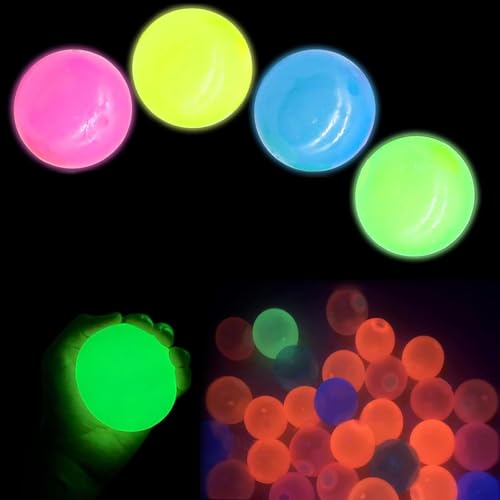 Lumiballs Glorbs Bälle, leuchten im Dunkeln, leuchtende Bälle, leuchten im Dunkeln, leuchten im Dunkeln, Hüpfbälle, leuchten im Dunkeln, klebrige Bälle, Kinder-Stressbälle (4 Stück) von Badimoo