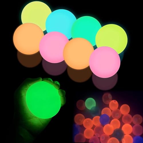 Lumiballs Glorbs Bälle, leuchten im Dunkeln, leuchtende Bälle, leuchten im Dunkeln, leuchten im Dunkeln, Hüpfbälle, leuchten im Dunkeln, klebrige Bälle, Kinder-Stressbälle (8 Stück) von Badimoo