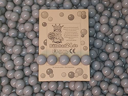 100 Bio-Kunststoff Bällebad Bälle aus nachwachsenden Zuckerrohr - Rohstoffen, 6cm Ø, Kindergarten und Gewerbequalität-BB02 (Grau 14) von Bällebad24