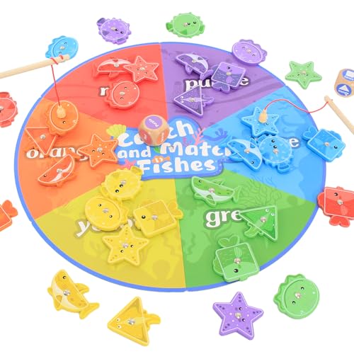 Baeroly Montessori Spielzeug hölzernes magnetisches Angelspiel geeignet für Kinder 3-5 Jahre alt, Farbe und Form Klassifizierer Vorschule pädagogisches Geschenk von Baeroly