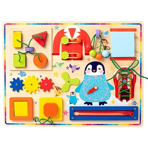 Baeroly Busy Board Montessori-Activity-Sensorik-Spielzeug Board für Kinder ab 1 2 3 Jahren - Ideales Reise Spielzeug und Geschenk mit 11 Aktivitäten, Kinderlernspielzeug,Spielzeug für Autismus von Baeroly
