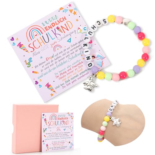 Bafiwu Einschulung Mädchen Geschenk, Armband Schulkind 2024 Mädchen, Armband Einschulung Mädchen SchultüTe Füllung Schulanfang Geschenk Schulkind Geschenk für Schulanfänger Einschulung Schulanfang von Bafiwu