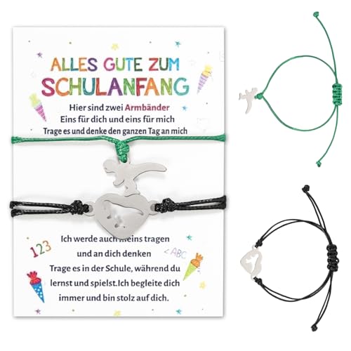 Bafiwu Schulkind Armband Junge, 2 Armband Schulkind Geschenk Einschulung Junge, Mutter Sohn Armband Schulkind Geschenk Schulanfang Geschenke für Erster Schultag Schultüte Füllung Einschulung Junge von Bafiwu