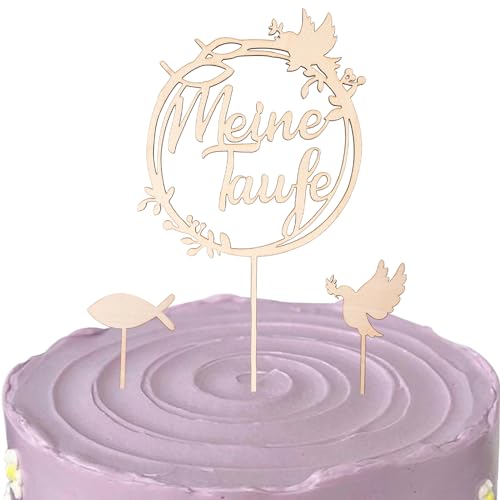 Cake Topper Taufe,Zui Taufe Tortendeko,3 Stück Holz Taufe Deko für Tortendeko Taufe Junge Mädchen (taufe-2) von Bafiwu