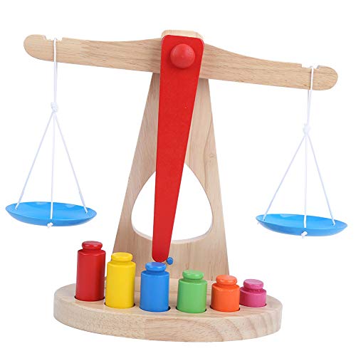 Bagima Kinderwaage aus Holz, 28 X 26 X 5, Holzwaage, Pädagogisches Kinder-Kind-Kindergarten-Mathe-Lehrspielzeug von Bagima