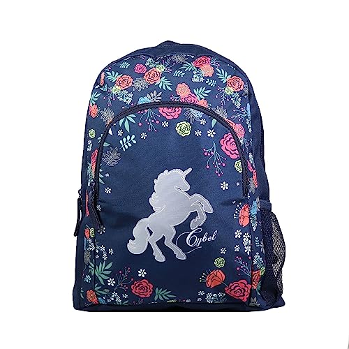 Bagtrotter Rucksack 37 cm mit Tasche Cybel Pferd Einhorn Blau Blumen von Bagtrotter