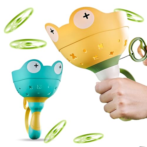 2pcs Flying Disc Launcher Kinder im Freien Spielzeug im Freien, Froggy Safe Plastic Flying Toys, pädagogische Eltern-Kind-Multi-Play-Fliegscheiben-Kinderspielzeug mit großem Ring, Anti-Lost Grif von Bai42Ylou