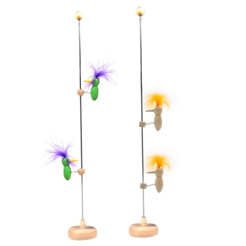 Bai42Ylou 2pcs Holzspeckerspielzeug, Single -Specht -Vogel auf Einer Stabstange mit stabilem Basis -Spechtspielzeug, Vintage Crazy Hacking Bird Retro Classic Desces Toys Style 2 von Bai42Ylou