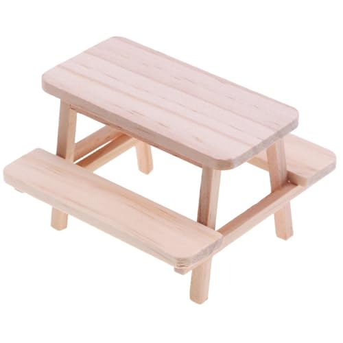 Bai42Ylou Dollhouse Möbel, Tisch Holz Miniaturtisch & Stuhl DIY Simulierte Puppentisch Holz Puppenhaus Möbel Set Holzpuppen Hausmöbel für Dollhouse Küche, Esszimmerdekoration von Bai42Ylou