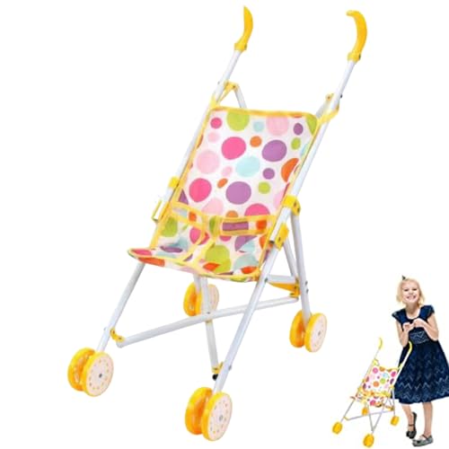 Bai42Ylou Dolls Pram Toy Kid, Babypuppen Kinderwagen Klapptable Babypuppenwagen mit Soft Grip Griff Spielzeug Kinderwagen -Babypuppenzubehör für Mädchen, so tun Spielen Spielzeug 24x47x53cm von Bai42Ylou