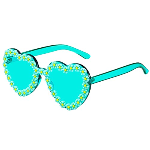 Festival Sonnenbrille Damen Herz Bunt Disco Festival Brille Hippie Stylisch Sonnenbrille Lustige Mode Sonnenbrillen Coole Transparent Sunglasses Lustig Witzig Party Brillen Outdoor Festival Zubehör von Baiomawzh