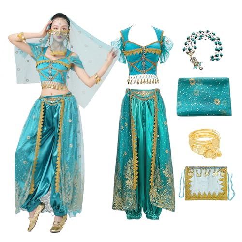 Baisdan Aladdin Halloween-Kostüm Jasmin Prinzessin Dress Up Party Bauchtanz Performance Kostüme Cosplay Outfits von Baisdan