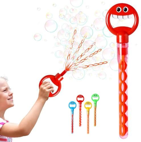 Bajbumgn 32-Loch-Blasenstab mit lächelndem Gesicht, 5-Klauen-Blasenstäbe für Kinder, tragbares Gartenspielzeug mit lächelndem, Blasengebläse-Spielzeug für Hochzeitsfeiergeschenke (1 Stück) von Bajbumgn