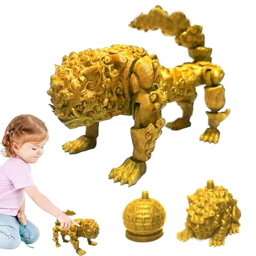 Bajbumgn 3D-Gedruckter Löwe,3D-gedrucktes Löwenspielzeug, Realistische Flexible Gelenke Löwe Actionfigur Spielzeug, Gemeinsame bewegliche Figur, Heimdekoration, Schreibtischspielzeug für Kinder und von Bajbumgn