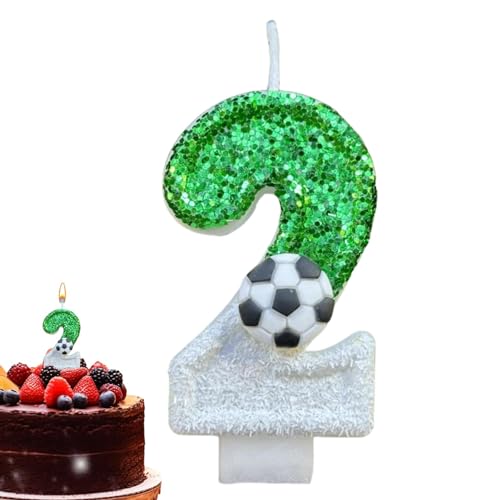 Bajbumgn Fußball-Kerzen für Kuchen, Geburtstags-Zahlenkerze, Funkelnde Pailletten-Fußball-Geburtstags-Zahlenkerze, kreative Kuchendekoration für Geburtstag, Hochzeit, Jubiläum, Feiern von Bajbumgn